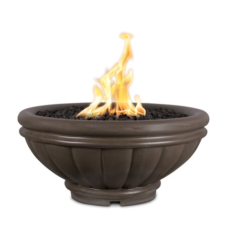 The Outdoor Plus 24 Round Roma Fire Bowl - GFRC Concrete - Chocolate - Match Lit - Natural Gas OPT-ROMFO24-CHC-NG